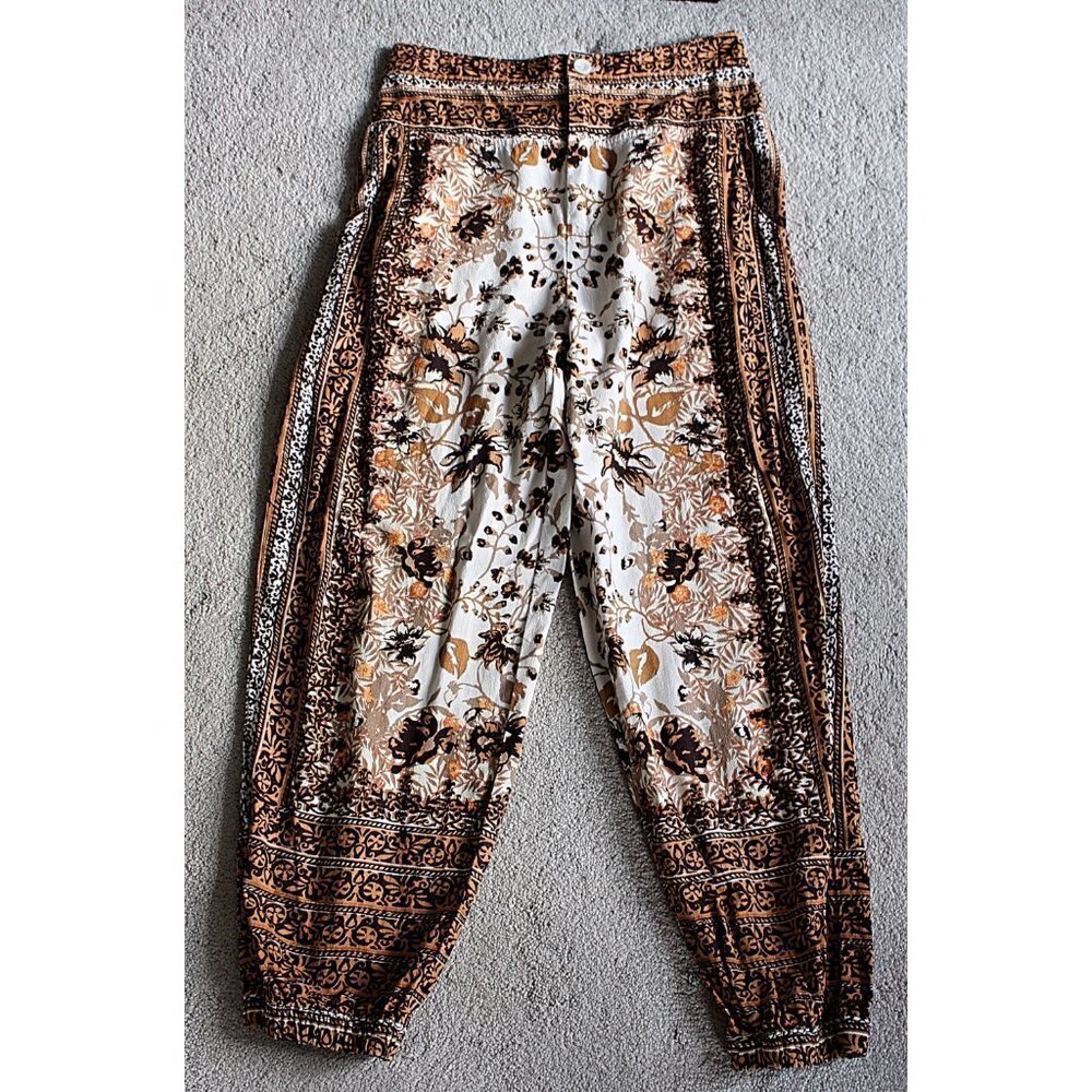 Anthropologie - Floral Print Linen Blend Joggers - Scarf Print - sz 4 - Picture 11 of 12